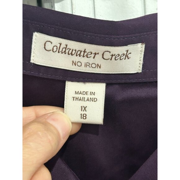 Coldwater Creek Womens Purple Button Up Shirt With Pleated Front Detail Sz 1X - Picture 5 of 11